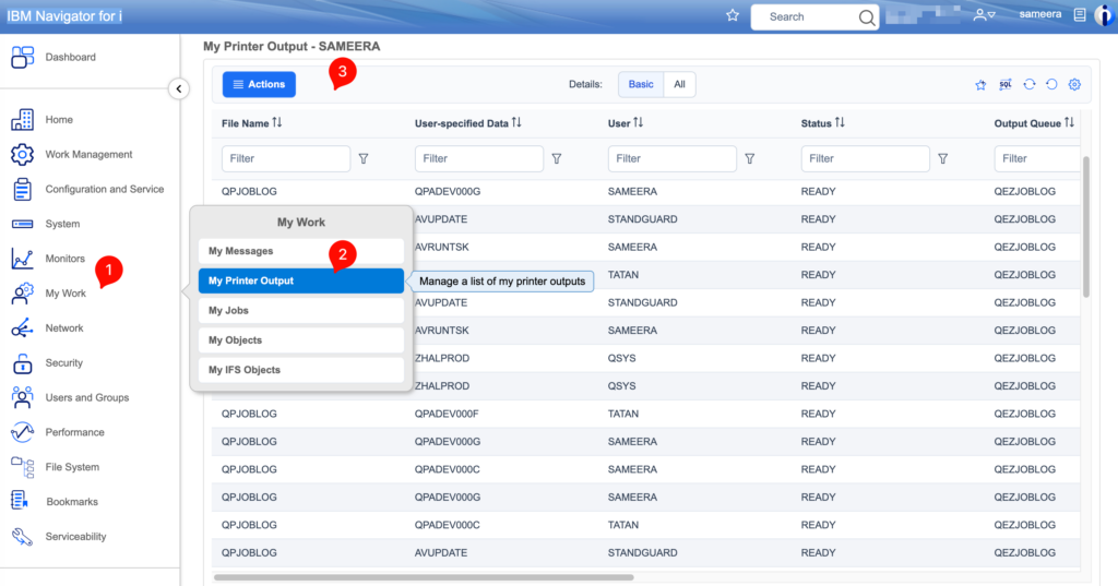 Printer Outputs from IBM Navigator for i