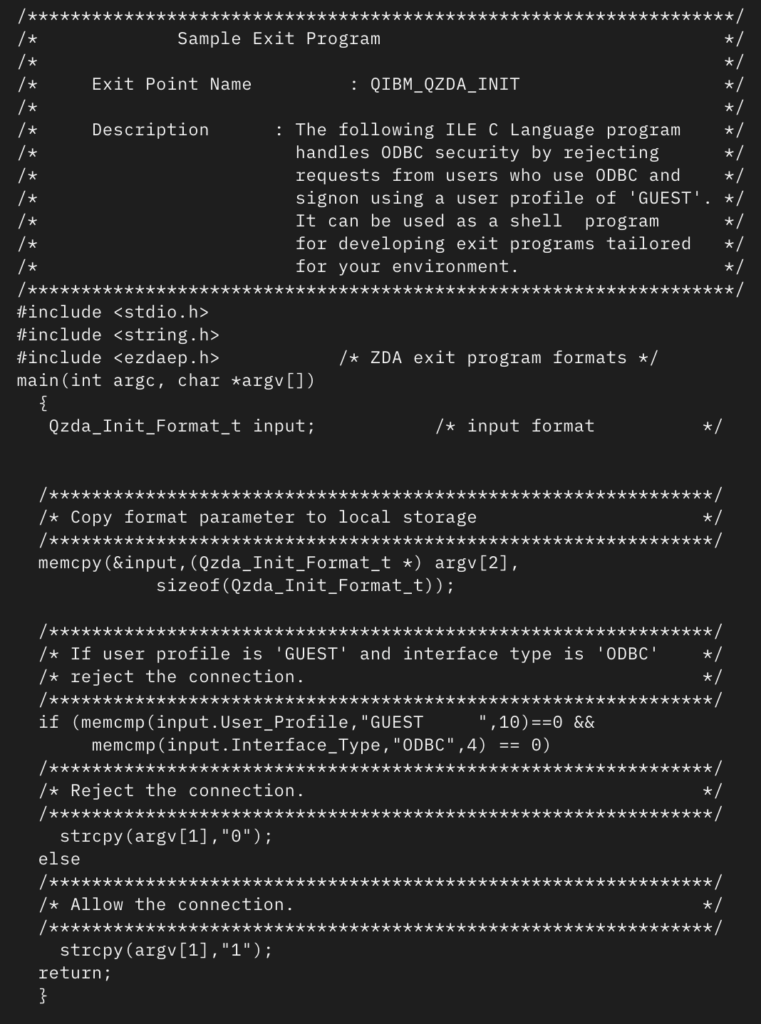 Sample Exit Program