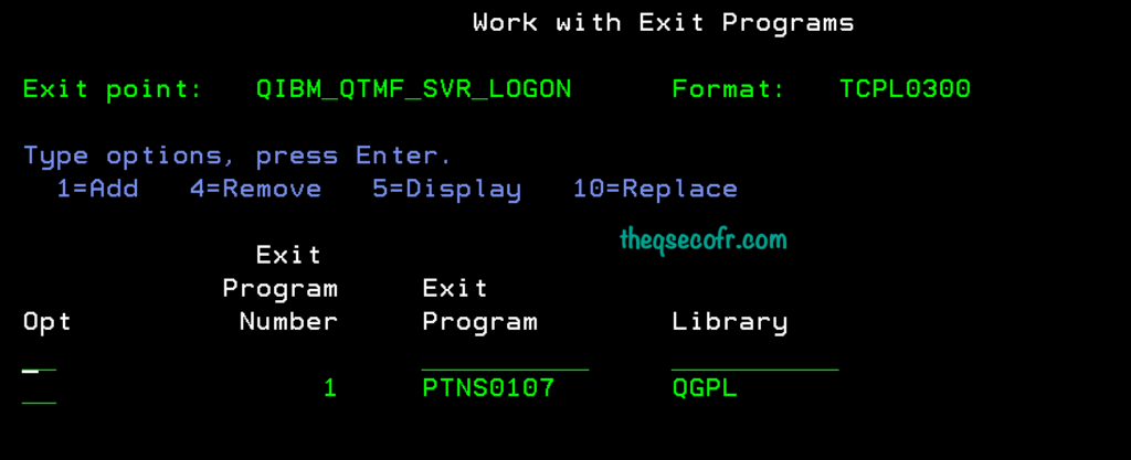 How an exit program registered under exit point