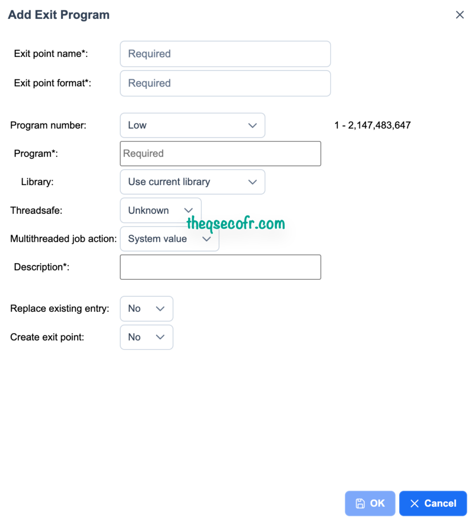 add an exit program from IBM Navigator for i